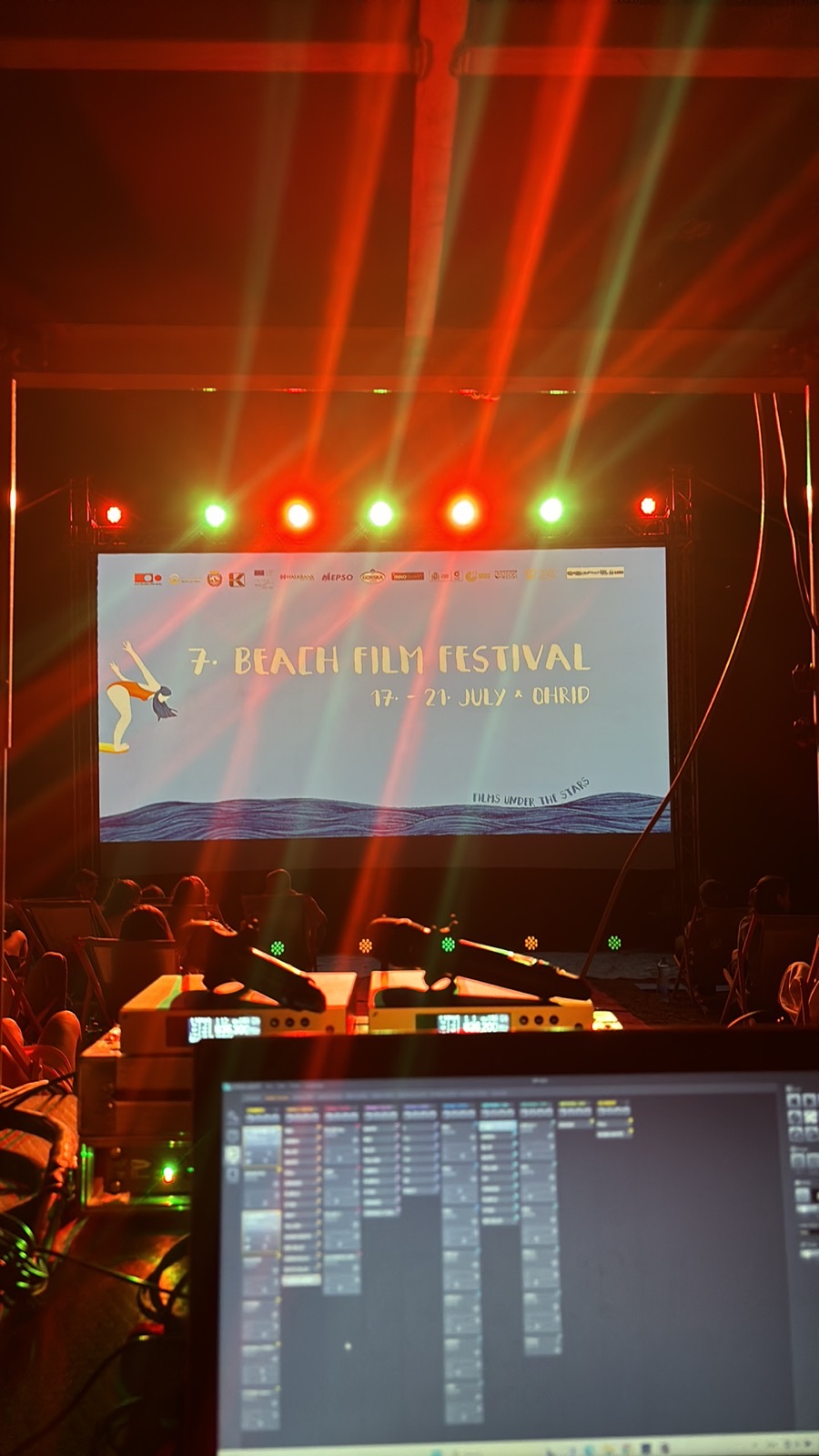 Outdoor cinema projection at the Beach Film Festival, Ohrid